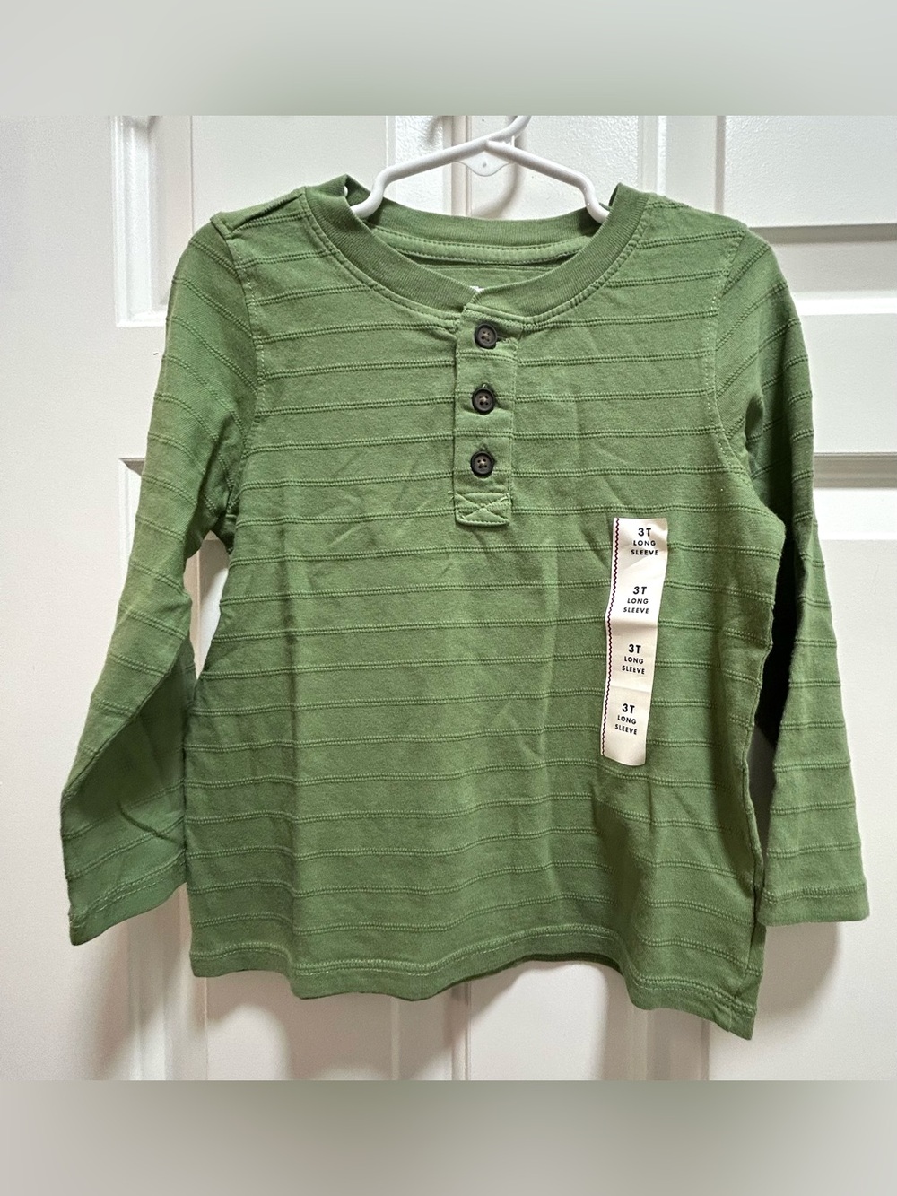 Cat & Jack Olive Green Long-Sleeve Henley Shirt Size 3T new
